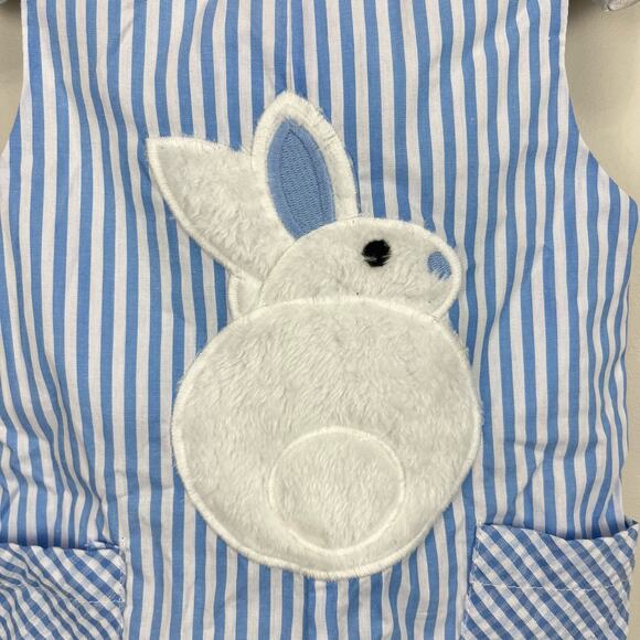 Lil Cactus Blue Bunny Shortall Romper 6-12 Months - Picture 3 of 7